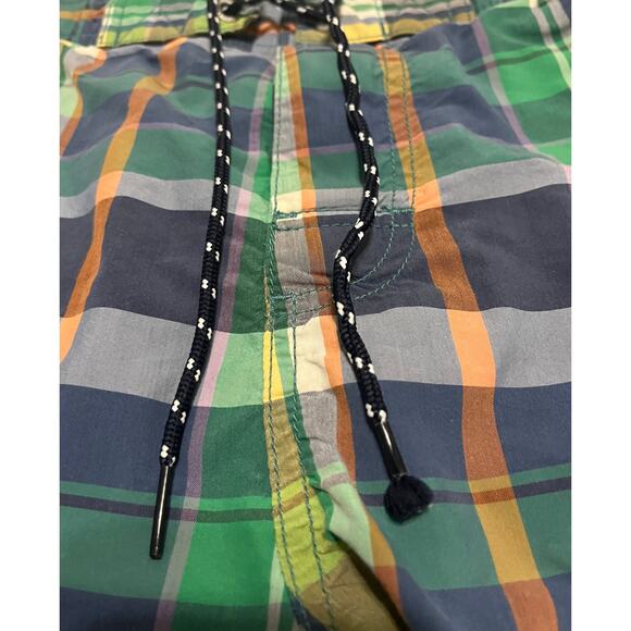 TOMMY HILLFIGER SWIM TRUNKS, DRAWCORD, POCKETS, MENS-M-GREEN YELLOW BLUE ORANGE - Picture 8 of 12